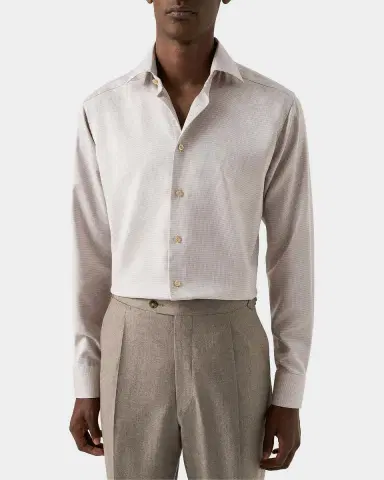 Eton Men's Houndstooth Contemporary-Fit Cotton Twill Shirt | Thumbnail 3 Eton Men's Houndstooth Contemporary-Fit Cotton Twill Shirt | Thumbnail 3