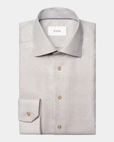 Eton Men's Houndstooth Contemporary-Fit Cotton Twill Shirt | Thumbnail 7 Eton Men's Houndstooth Contemporary-Fit Cotton Twill Shirt | Thumbnail 7