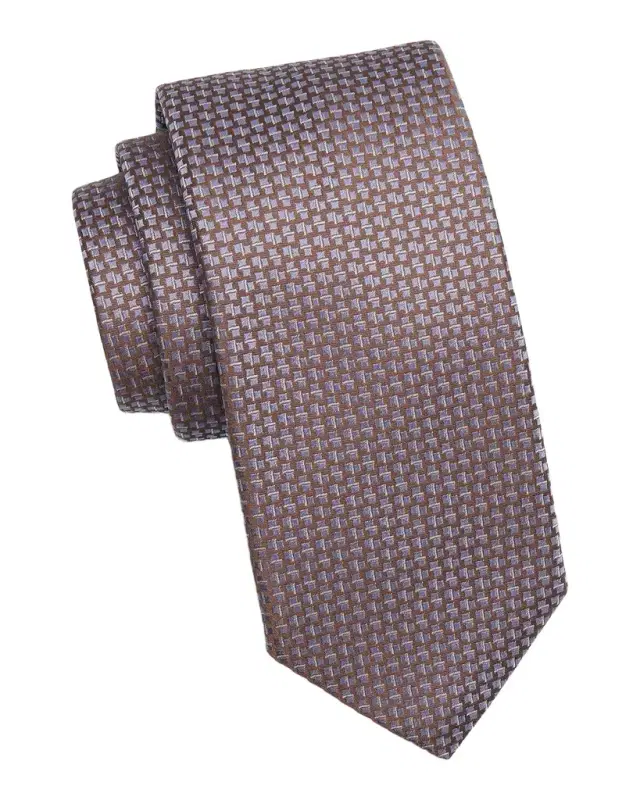 Canali Men 's Geometric Woven Silk Tie