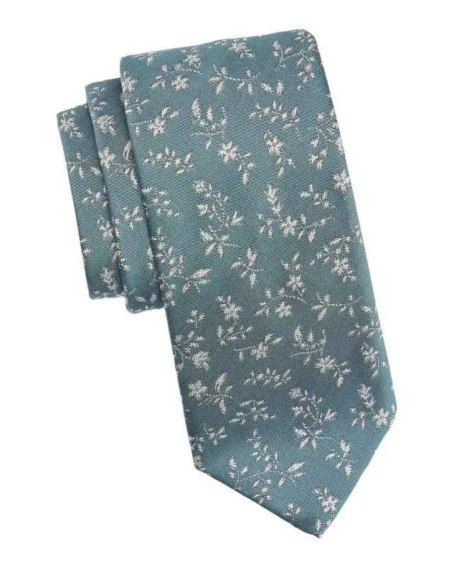 Canali Men 's Floral Woven Silk Tie