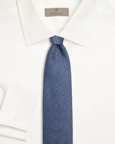 Canali Geometric Woven Silk Tie | Thumbnail 2