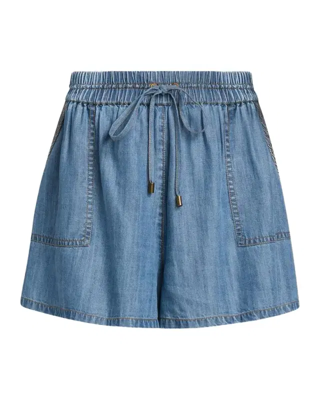 Ramy Brook Annalise Wide-Leg Denim Shorts