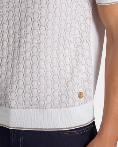 Stefano Ricci Men 's Textured Silk-Cotton Quarter-Zip Polo Shirt | Thumbnail 6