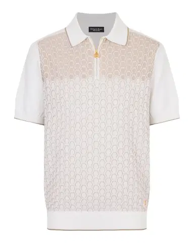 Stefano Ricci Men 's Textured Silk-Cotton Quarter-Zip Polo Shirt | Thumbnail 1