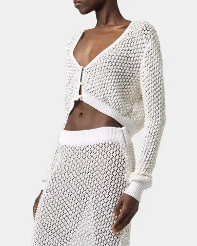 GIUSEPPE DI MORABITO Act II: The Fall Of Icarus Maglia Imitation Pearl Crop Knit Cardigan | Thumbnail 4