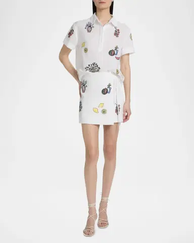 Tanya Taylor Agnes Cotton Mini Wrap Skirt | Thumbnail 2 Tanya Taylor Agnes Cotton Mini Wrap Skirt | Thumbnail 2
