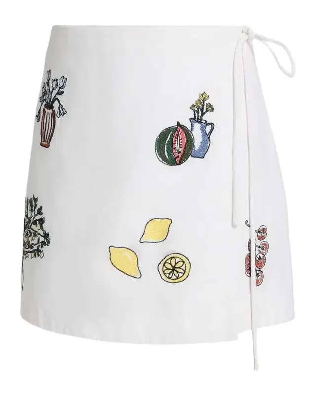 Tanya Taylor Agnes Cotton Mini Wrap Skirt