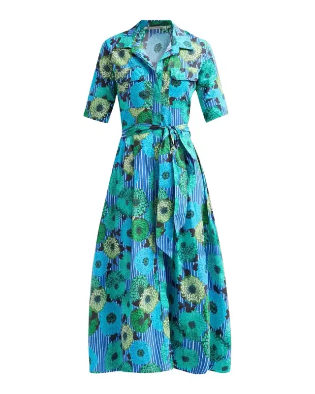 Ro S Garden Sutton Floral Tie-Waist Midi Shirtdress