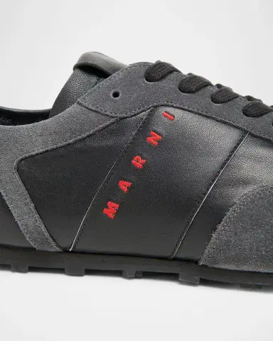Marni Men's Logo Leather Low-Top Sneakers | Thumbnail 3 Marni Men's Logo Leather Low-Top Sneakers | Thumbnail 3