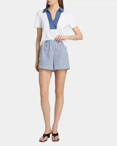 Tanya Taylor Fallon Striped Cotton Shorts | Thumbnail 2