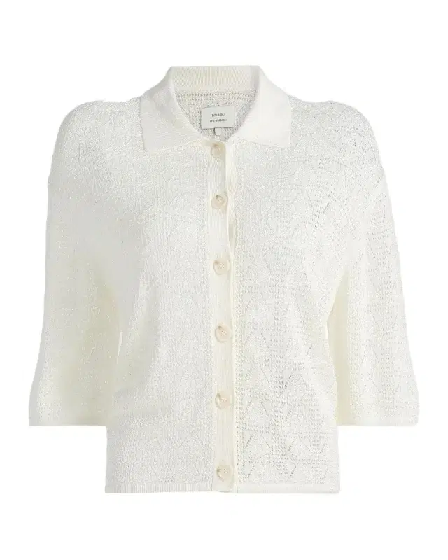 Loulou De Saison Siani Lace Knit Button-Front Top