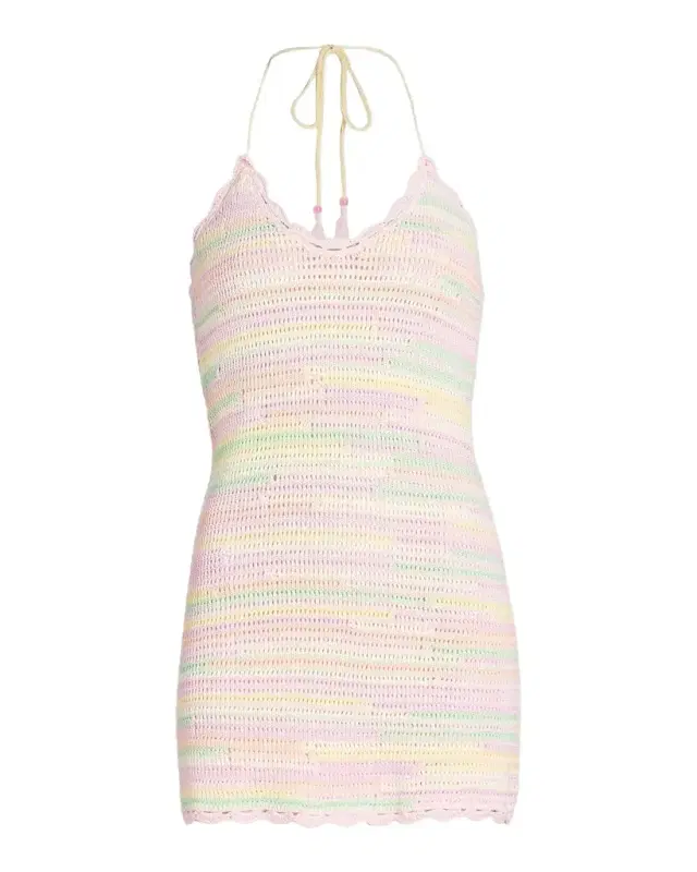 LoveShackFancy Zoa Halterneck Cotton -A-Line Minidress