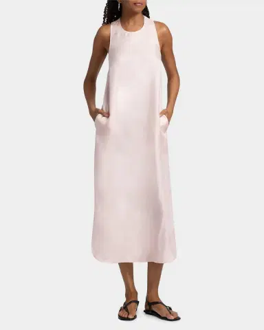 Loulou de Saison Paloma Twist Back Silk Midi-Slipdress | Thumbnail 4