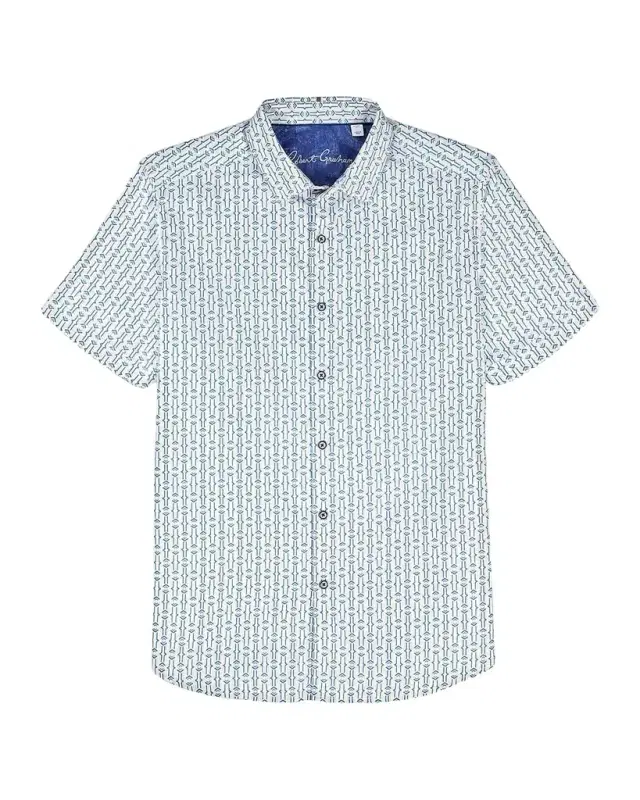 Robert Graham Napier Printed Short-Sleeve Stretch-Cotton Shirt
