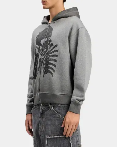 Palm Angels Men 's Skull-Print Logo Zip-Front Hoodie | Thumbnail 4 Palm Angels Men 's Skull-Print Logo Zip-Front Hoodie | Thumbnail 4