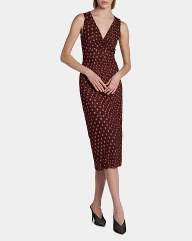Stella McCartney Polka Dot Mesh V-Neck Midi Dress | Thumbnail 2 Stella McCartney Polka Dot Mesh V-Neck Midi Dress | Thumbnail 2