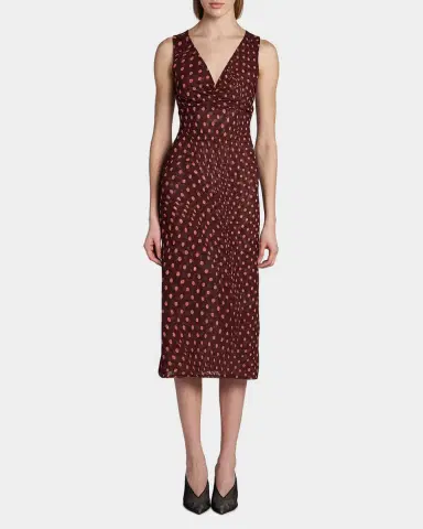 Stella McCartney Polka Dot Mesh V-Neck Midi Dress | Thumbnail 4 Stella McCartney Polka Dot Mesh V-Neck Midi Dress | Thumbnail 4