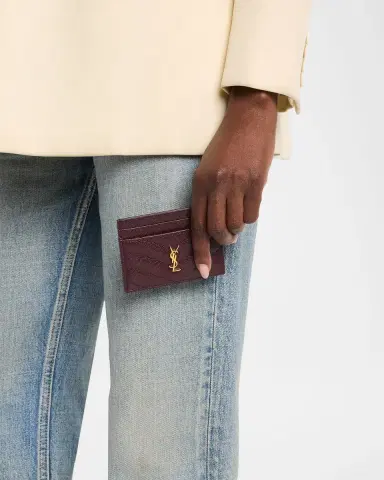 Saint Laurent Grain De Poudre Leather Cassandre Card Case | Thumbnail 2 Saint Laurent Grain De Poudre Leather Cassandre Card Case | Thumbnail 2
