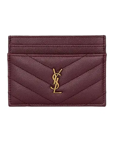 Saint Laurent Grain De Poudre Leather Cassandre Card Case | Thumbnail 1 Saint Laurent Grain De Poudre Leather Cassandre Card Case | Thumbnail 1