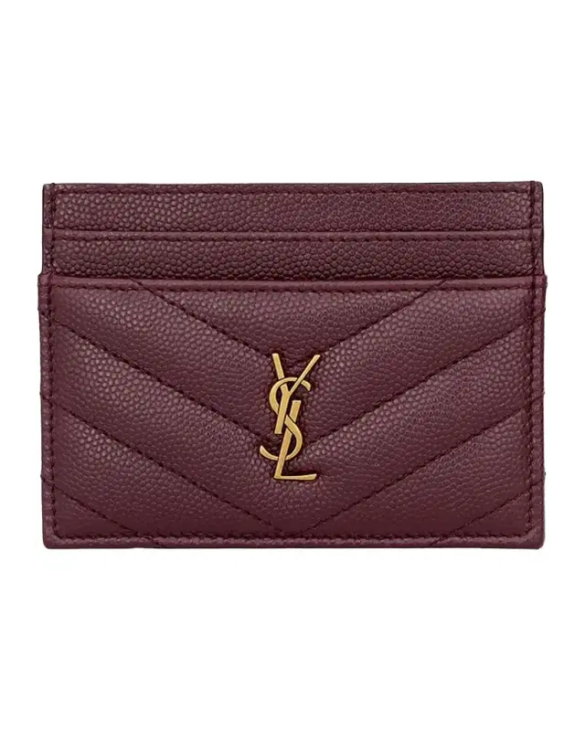 Saint Laurent Grain De Poudre Leather Cassandre Card Case