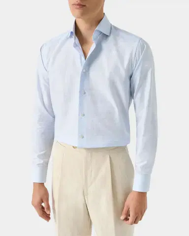 Eton Men 's Check Cotton-Linen Slim-Fit Shirt | Thumbnail 4 Eton Men 's Check Cotton-Linen Slim-Fit Shirt | Thumbnail 4