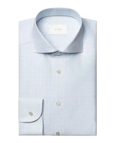 Eton Men 's Check Cotton-Linen Slim-Fit Shirt | Thumbnail 1 Eton Men 's Check Cotton-Linen Slim-Fit Shirt | Thumbnail 1