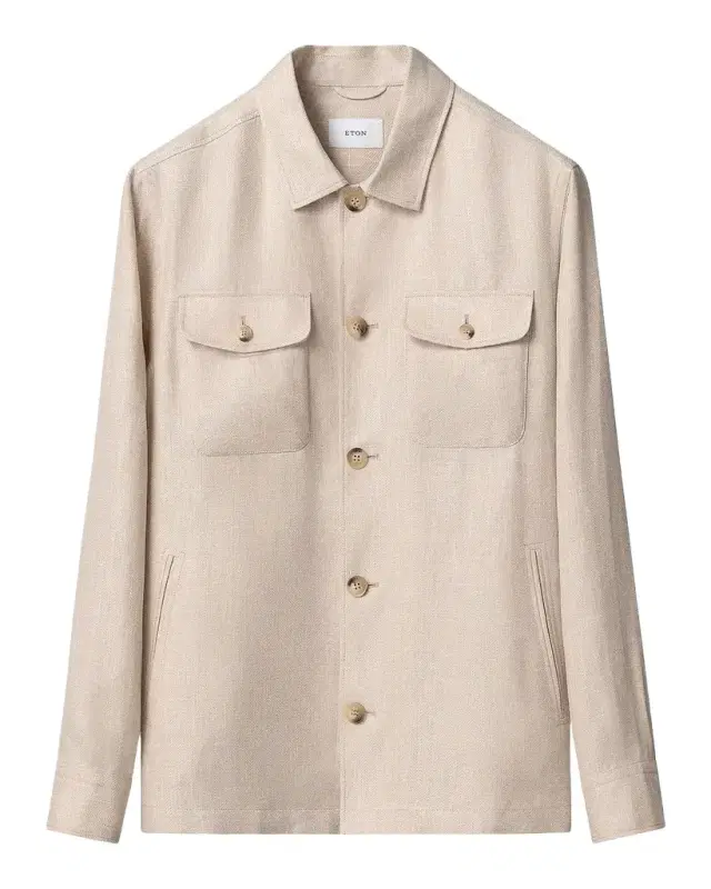 Eton Men 's Herringbone Linen-Blend Shirt Jacket