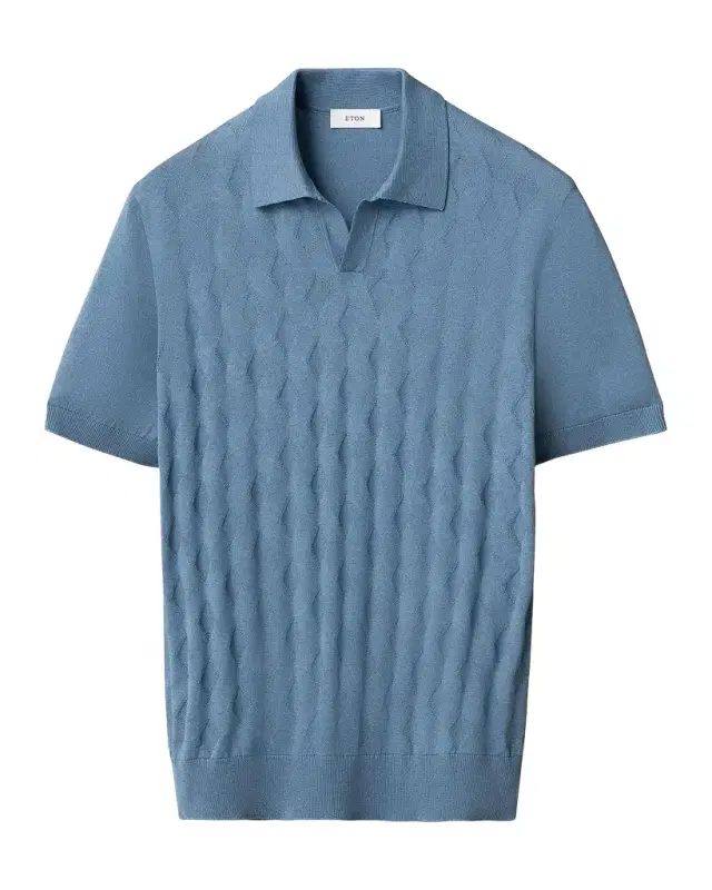 Eton Men 's Knitted Cotton-Silk Polo Sweater