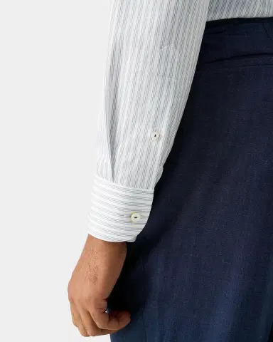 Eton Men 's Contemporary-Fit Stripe Cotton-Linen Shirt | Thumbnail 5 Eton Men 's Contemporary-Fit Stripe Cotton-Linen Shirt | Thumbnail 5