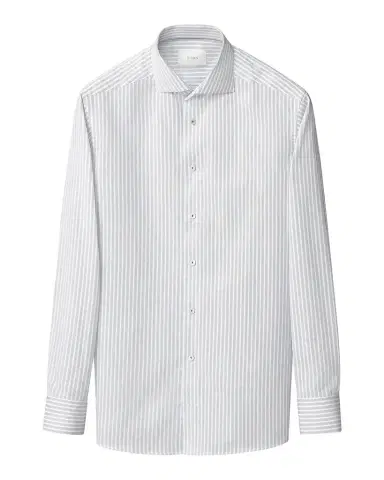 Eton Men 's Contemporary-Fit Stripe Cotton-Linen Shirt | Thumbnail 1 Eton Men 's Contemporary-Fit Stripe Cotton-Linen Shirt | Thumbnail 1
