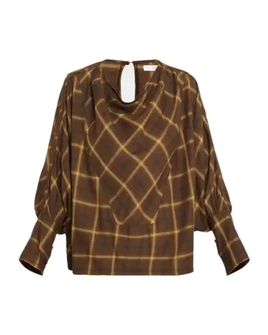 Co Draped Batwing Check-Print Tunic Top | Thumbnail 1