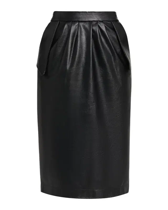 Stella McCartney Vegan Leather Gathered Midi Pencil Skirt