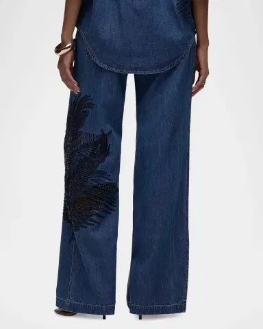 Hudson Rylee Embroidered Palm Wide-Leg Jeans | Thumbnail 3