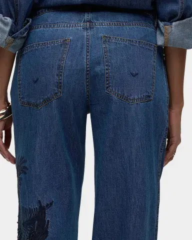 Hudson Rylee Embroidered Palm Wide-Leg Jeans | Thumbnail 5