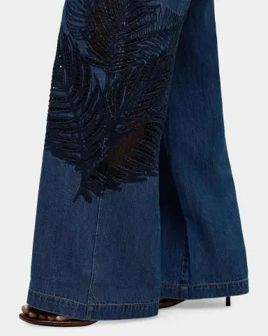 Hudson Rylee Embroidered Palm Wide-Leg Jeans | Thumbnail 6