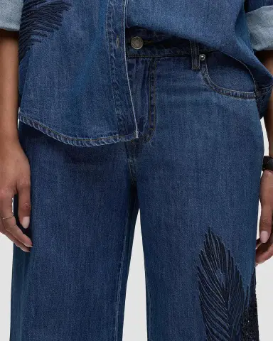 Hudson Rylee Embroidered Palm Wide-Leg Jeans | Thumbnail 8