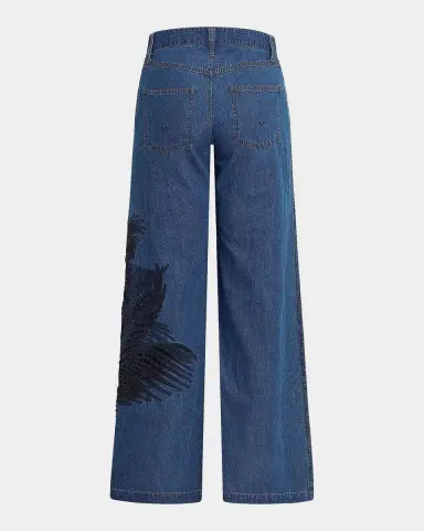 Hudson Rylee Embroidered Palm Wide-Leg Jeans | Thumbnail 9