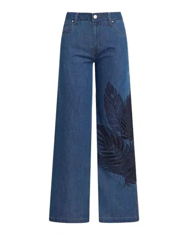 Hudson Rylee Embroidered Palm Wide-Leg Jeans | Thumbnail 1
