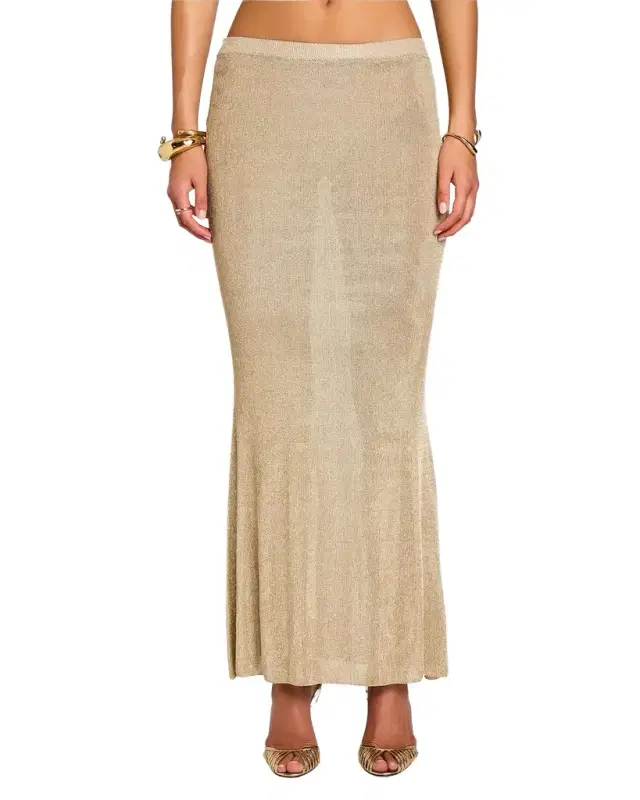 SEROYA Harmony Metallic Knit Maxi Skirt