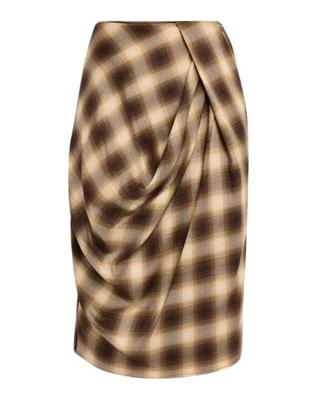 Co Draped Check Skirt