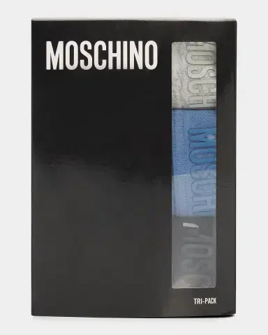 MOSCHINO Men's Tonal Logo Stretch-Jersey Trunk Brief 3-Pack | Thumbnail 2 MOSCHINO Men's Tonal Logo Stretch-Jersey Trunk Brief 3-Pack | Thumbnail 2
