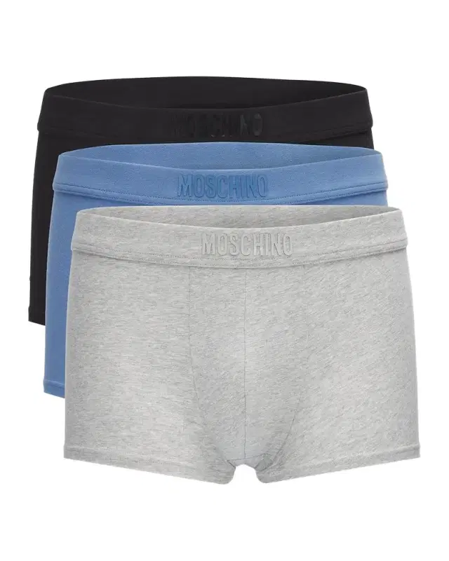MOSCHINO Men's Tonal Logo Stretch-Jersey Trunk Brief 3-Pack