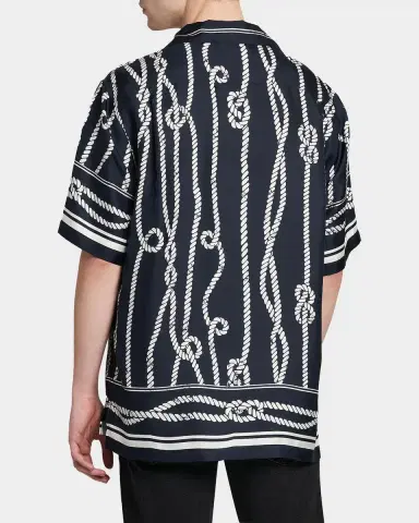 Dolce & Gabbana Men's St. Marina Rope-Print Silk Camp Shirt | Thumbnail 3 Dolce & Gabbana Men's St. Marina Rope-Print Silk Camp Shirt | Thumbnail 3