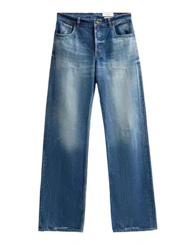 Alexander McQueen Men's Faded Denim Wide-Leg Jeans | Thumbnail 1 Alexander McQueen Men's Faded Denim Wide-Leg Jeans | Thumbnail 1