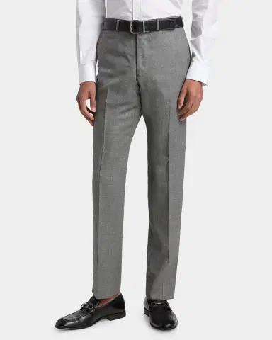 Emporio Armani Men's Textured Virgin Wool Trousers | Thumbnail 4