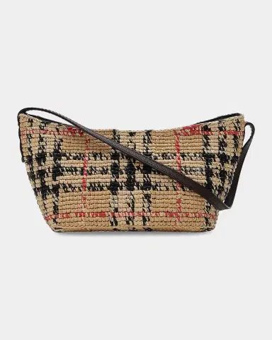 Burberry Margate Check Raffia Baguette | Thumbnail 2 Burberry Margate Check Raffia Baguette | Thumbnail 2