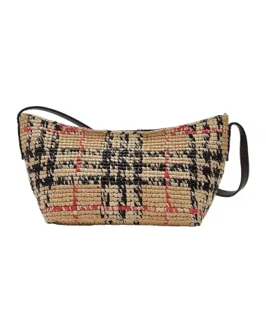 Burberry Margate Check Raffia Baguette | Thumbnail 1 Burberry Margate Check Raffia Baguette | Thumbnail 1