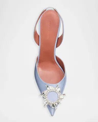 Amina Muaddi 95mm Begum Satin Crystal Slingback Pumps | Thumbnail 6 Amina Muaddi 95mm Begum Satin Crystal Slingback Pumps | Thumbnail 6