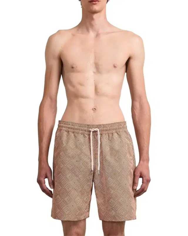 Frescobol Carioca Men 's Santos Madeira-Printed Swim Shorts