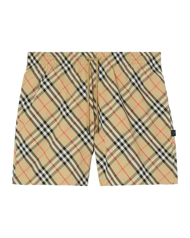 Burberry Men 's Check Woven Drawstring Swim Shorts